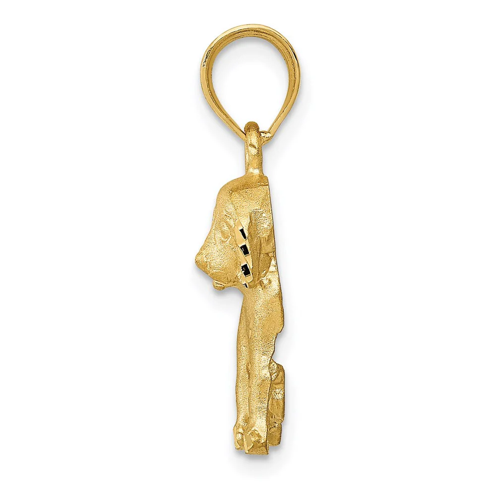 14k Yellow Gold 2D Satin and Diamond Cut Dog Pendant or Charm - Image 2