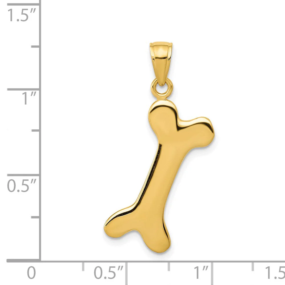 14k Yellow Gold Large Polished Dog Bone Pendant - Image 4
