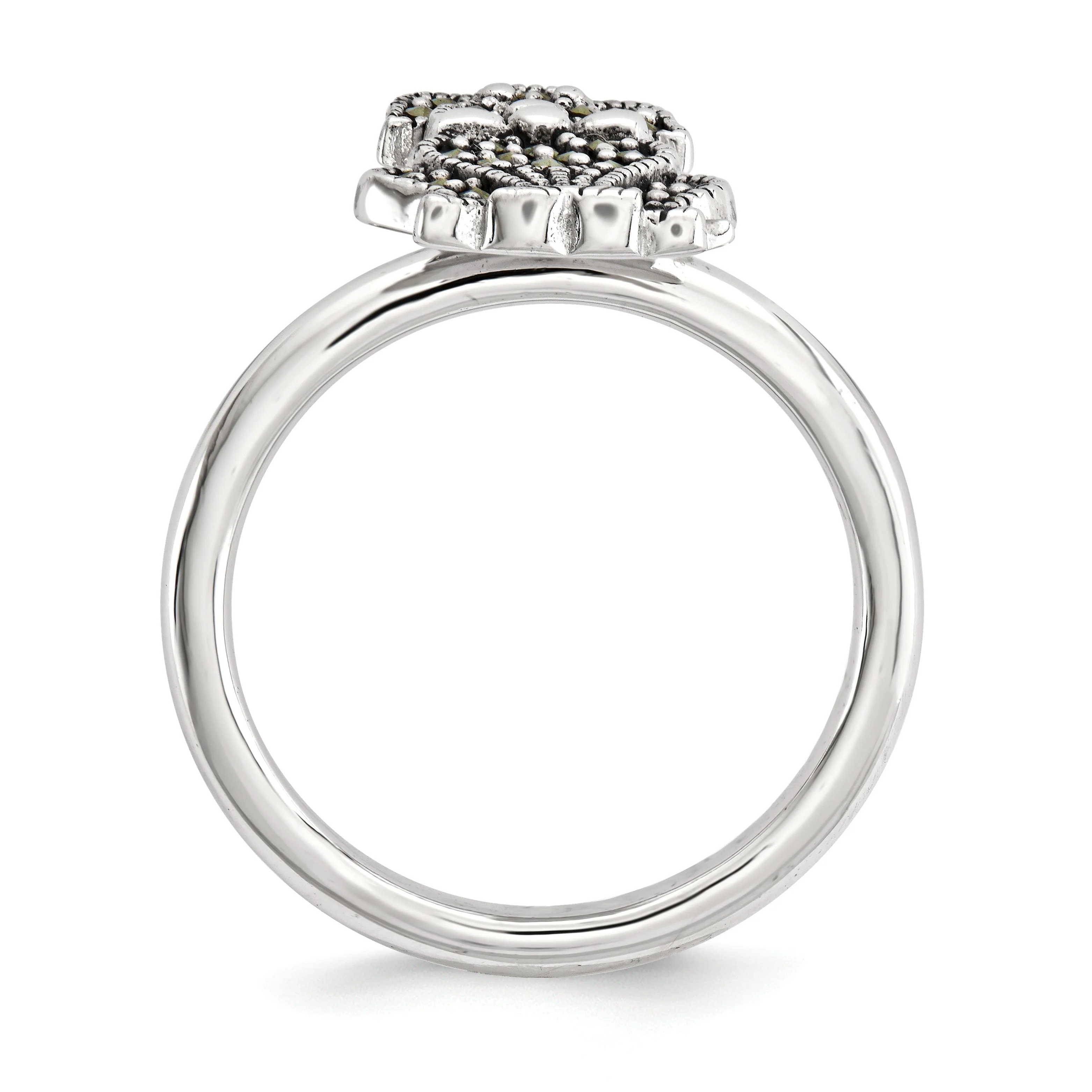 2.25mm Sterling Silver Stackable Marcasite Dog Ring - Image 2