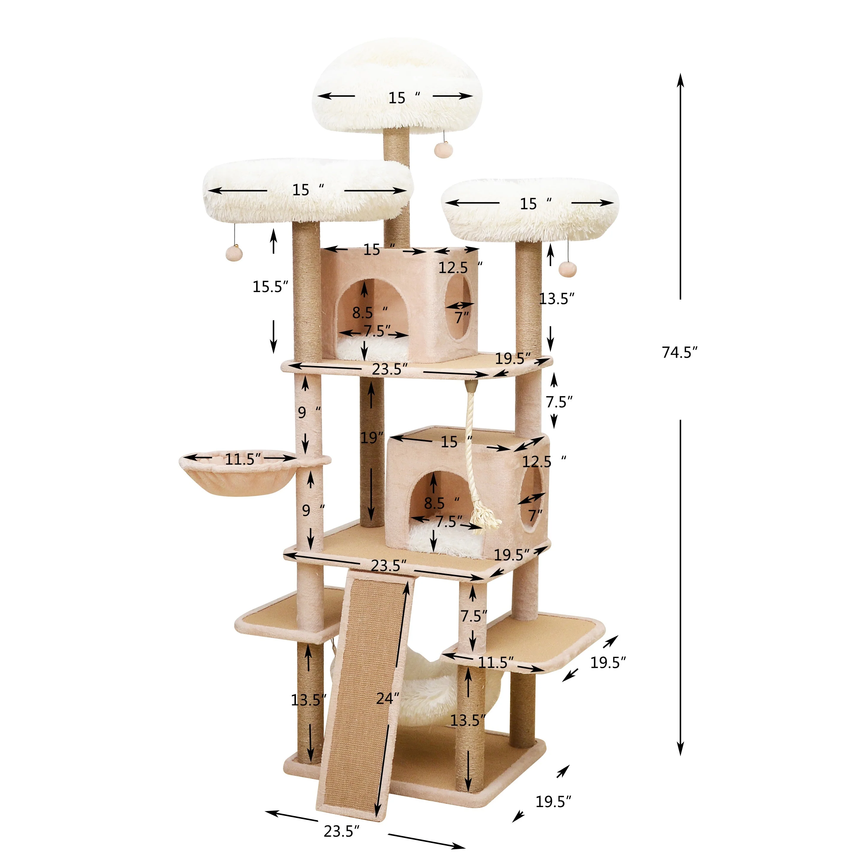 Catry Castle 8-Level Cat Tree – Plush Condos, Hammocks & Ramp - Image 12