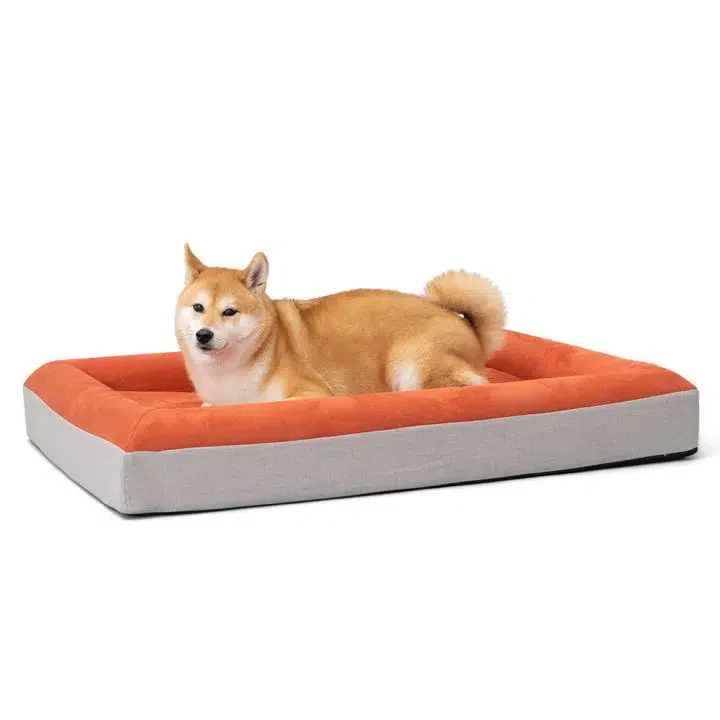 Ibiyaya Deep Sleep Orthopedic Dog Bed with Bolster and Removable Cover, Odor-resistant, Washable and Indestructible Dog Bed for Medium, Large and Extra-Large Dog Breeds