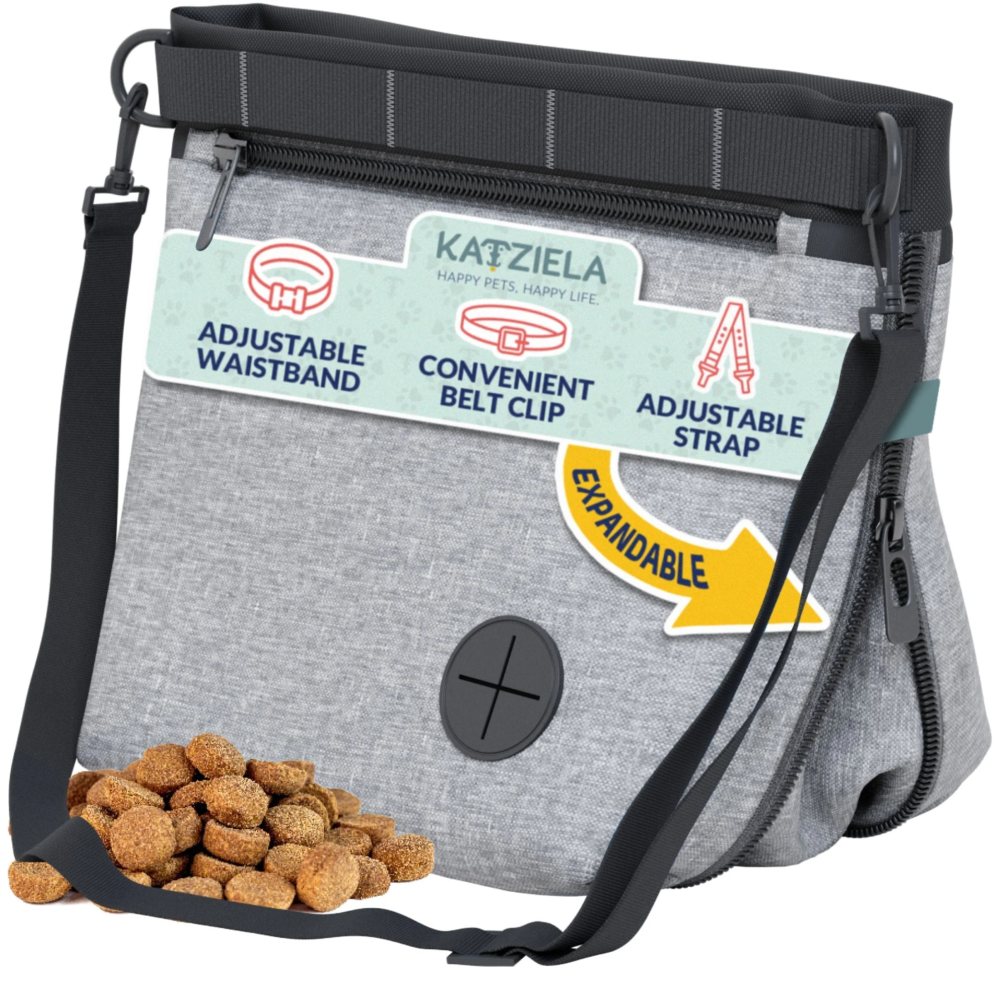 Katziela Expandable Pet Treat Pouch - Hands Free Dog Treat Pouch, Quick Access Magnet Closure - Anti Spill Dog Treat Bag - Treat Pouches for Pet Training, Adjustable Shoulder Strap & Belt Clip - Image 27