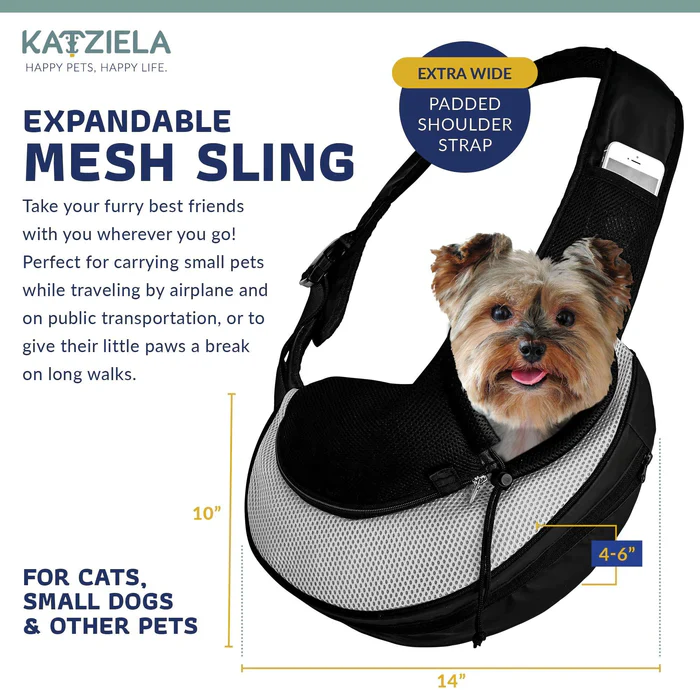 Katziela Expandable Sling Bag - Front Shoulder Pet Carrier for Small Dog, Cat or Puppy - Image 2