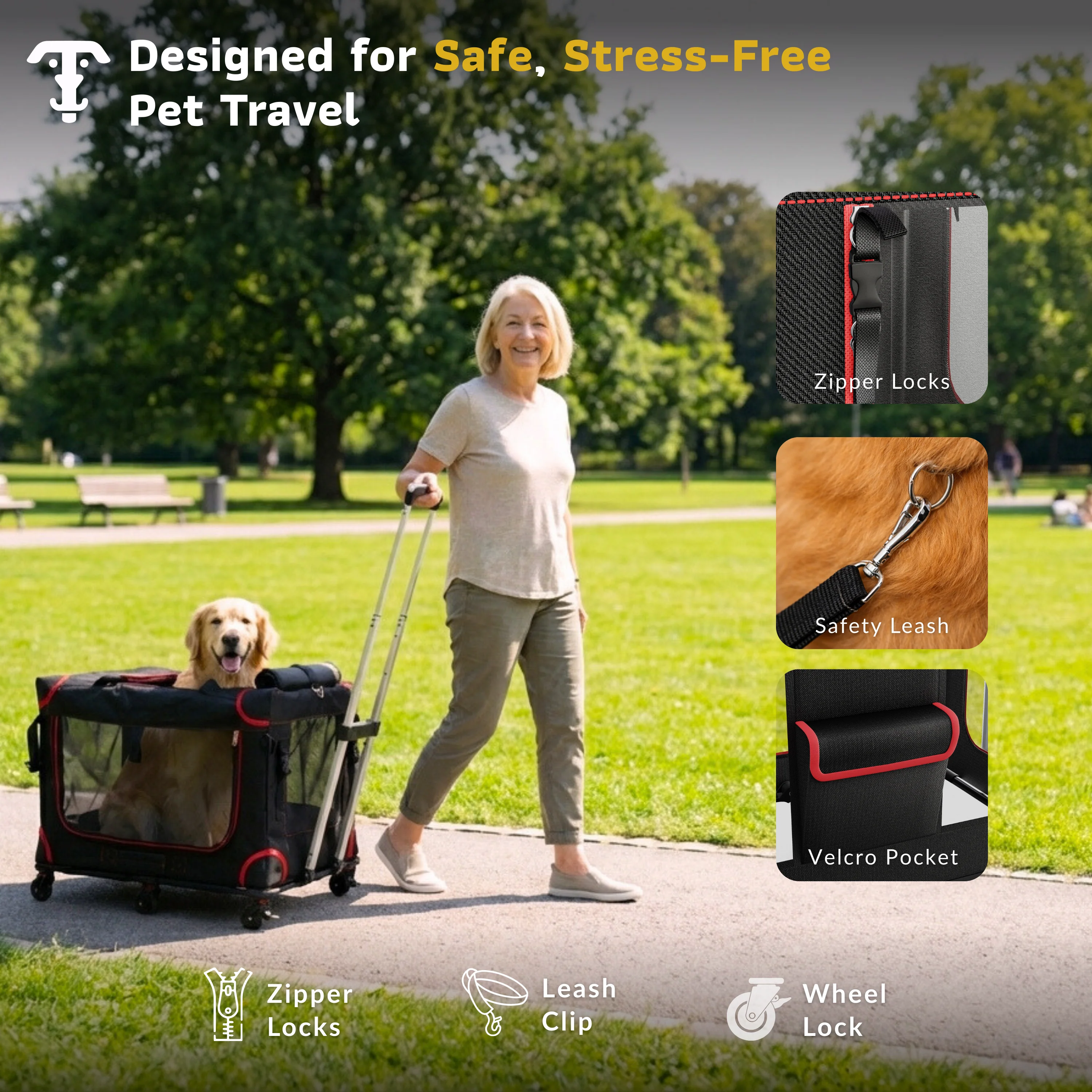 Katziela Mega Cruze Rolling Pet Carrier – Stress - Free Travel for Medium & Large Dogs 25”x17”x20” - Image 6