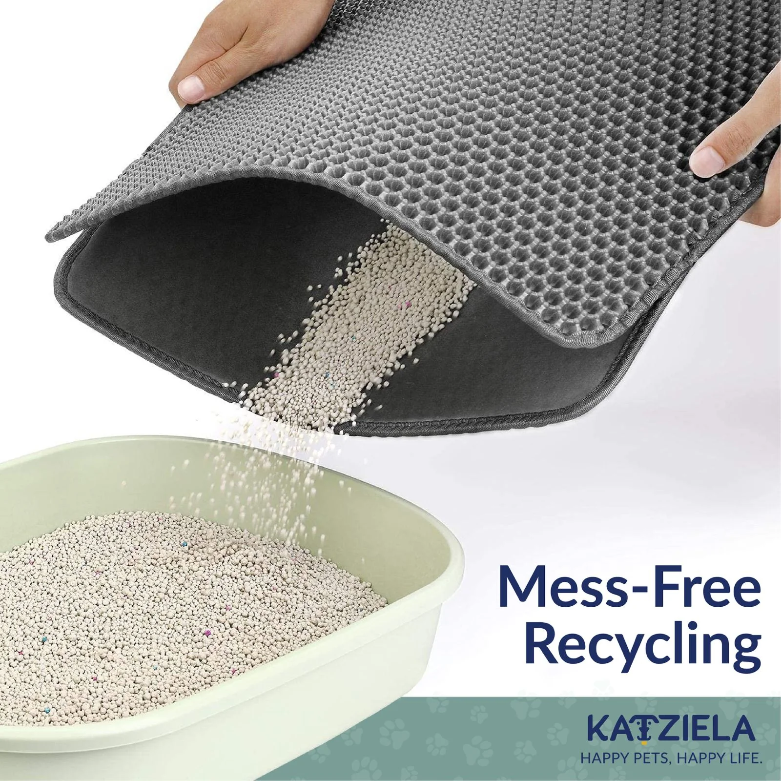 Katziela MeowLitter Cat Litter Mat, Grey - Image 4