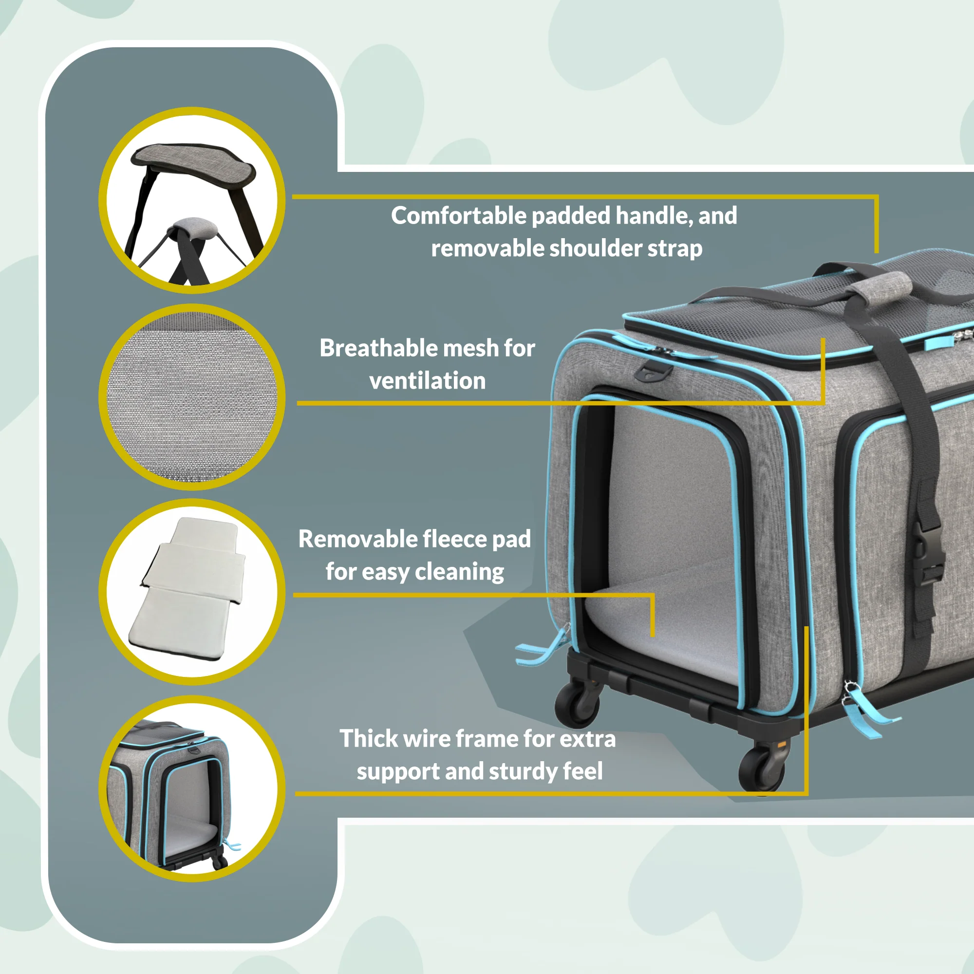Katziela Rolling Rover Airline Compliant Expandable Wheeled Pet Carrier - Image 41