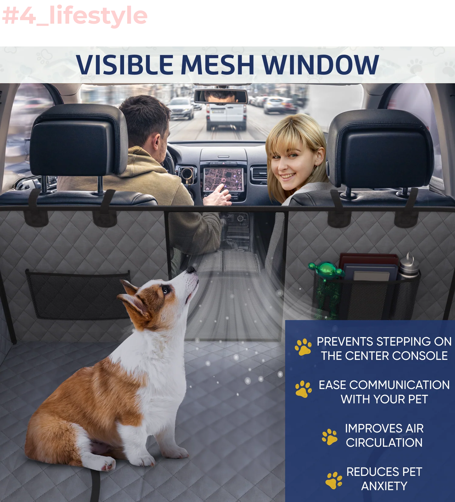 Large Seat Guard Waterproof Back Seat Extended Cover With Mesh Window Storage Pockets - Image 5