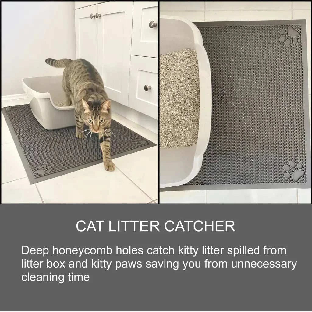 Pet Feeding Cat Litter Catcher Non-Slip Mat Waterproof Large 23"L x 36"W Slate Grey - Image 4