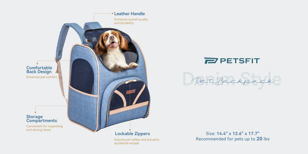 Petsfit Denim Backpack for Pets - Image 2