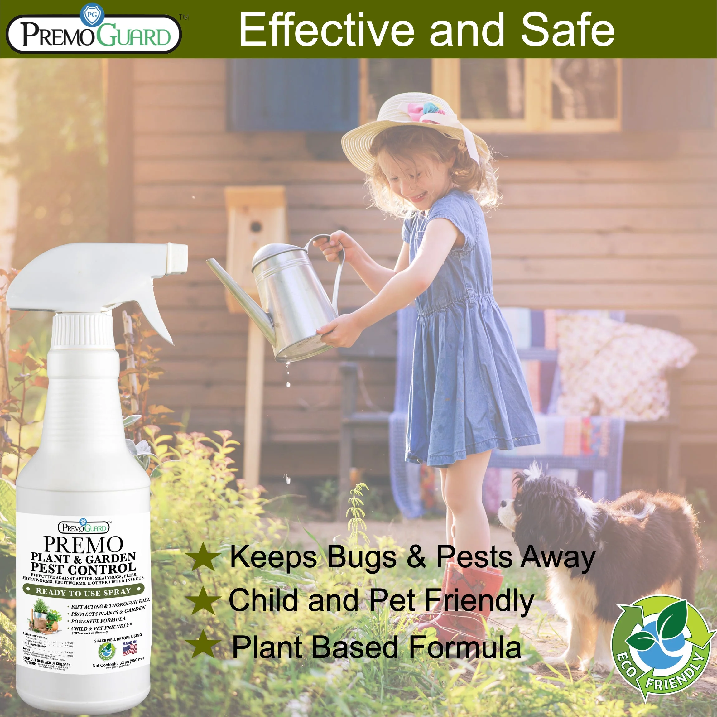 Plant and Garden Pest Control Spray - 32 oz - Plant Based All All Natural Non-Toxic - By Premo Guard - Image 2
