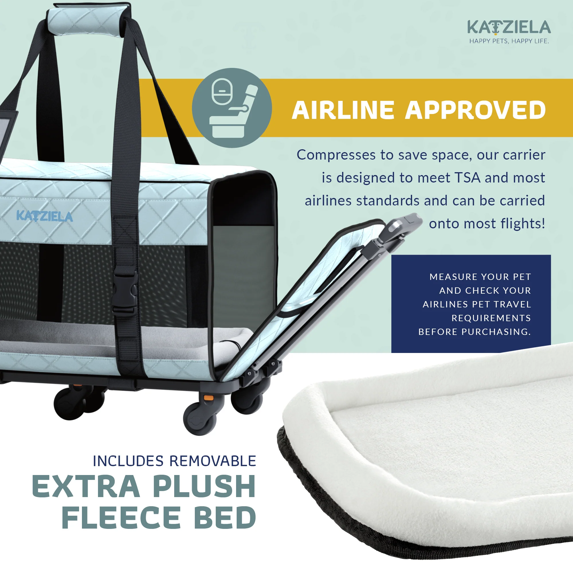 Quilted Chariot Pet Carrier With Removable Wheels and Telescopic Handle - Image 32