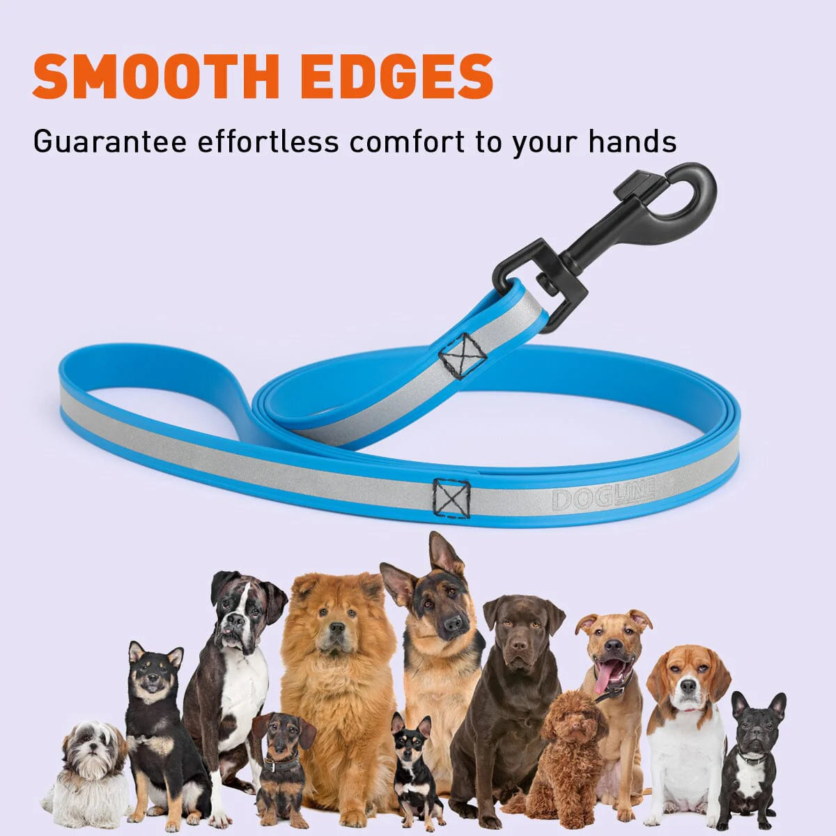 Reflective Biothane Dog Leash with Black Hardware - Image 5