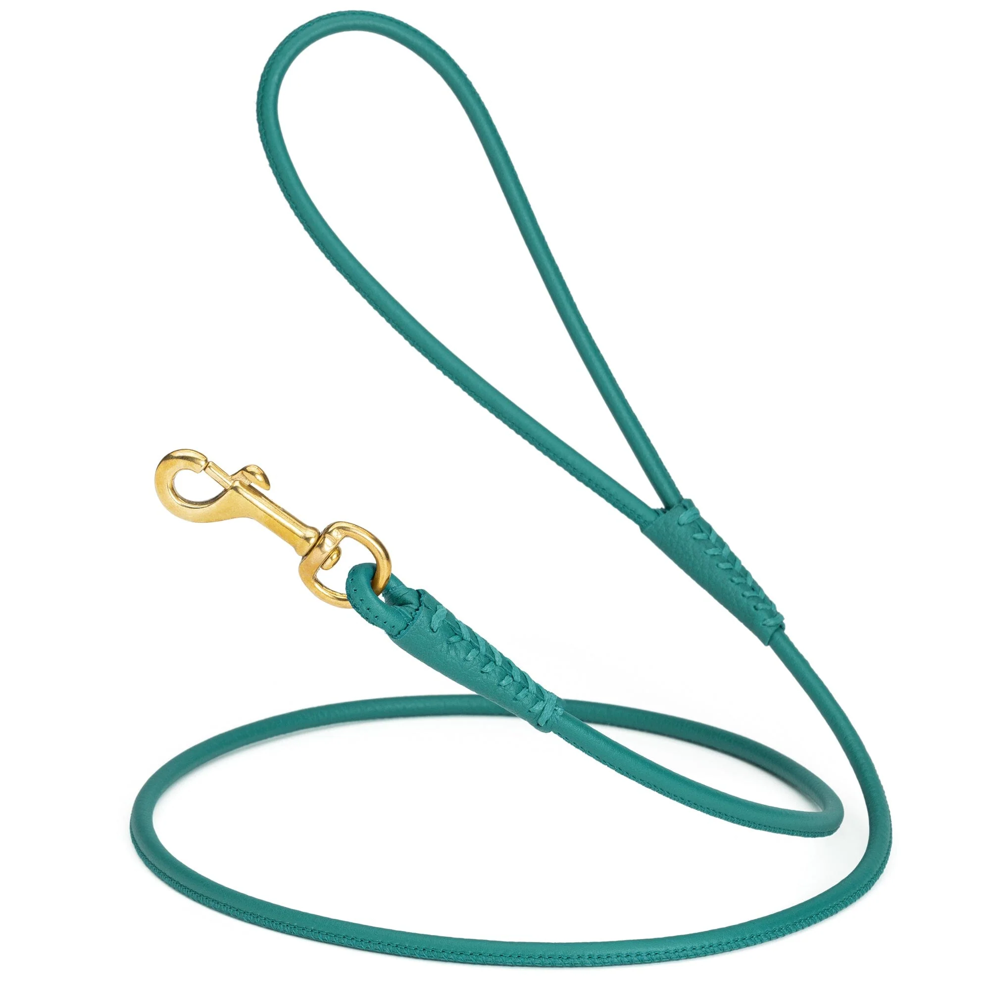 Rolled Leather Dog Leash with Brass Snap Hook - Image 11