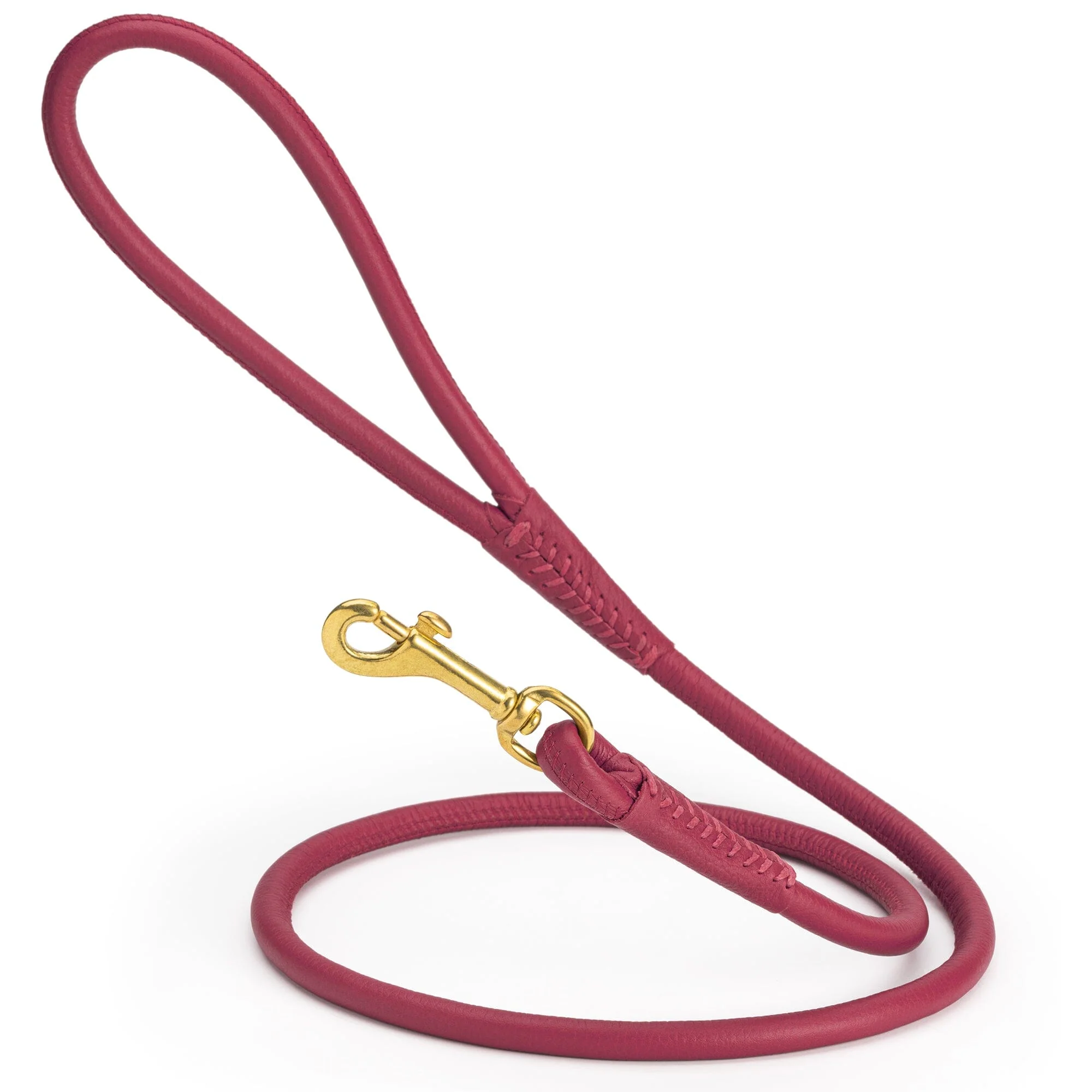 Rolled Leather Dog Leash with Brass Snap Hook - Image 28