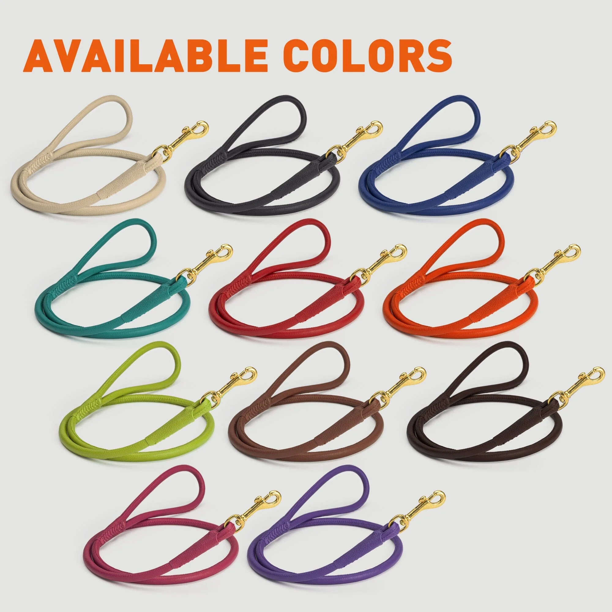 Rolled Leather Dog Leash with Brass Snap Hook - Image 4