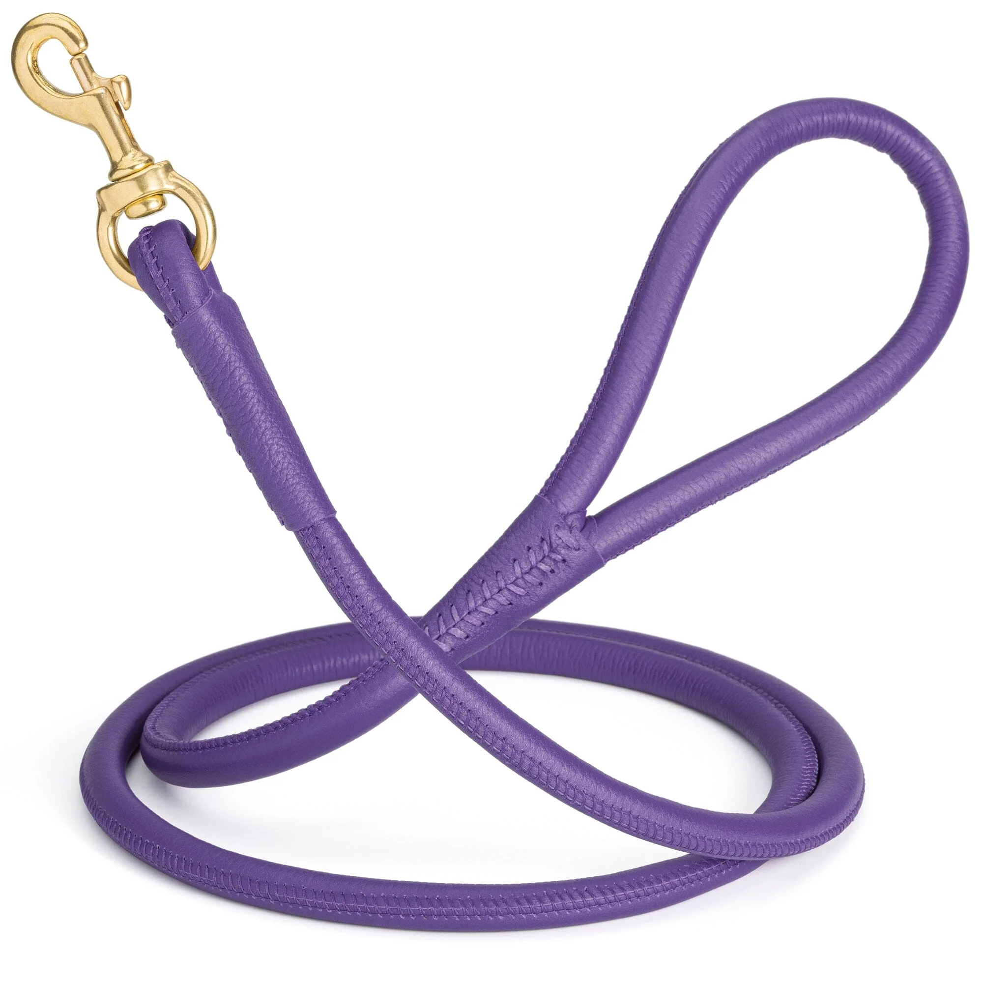 Rolled Leather Dog Leash with Brass Snap Hook - Image 40
