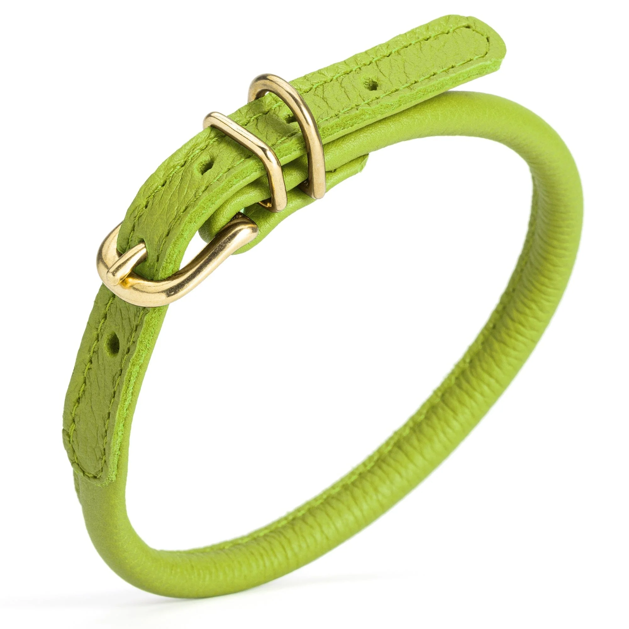 Soft Rolled Leather Dog Collar with Brass Hardware - Image 15