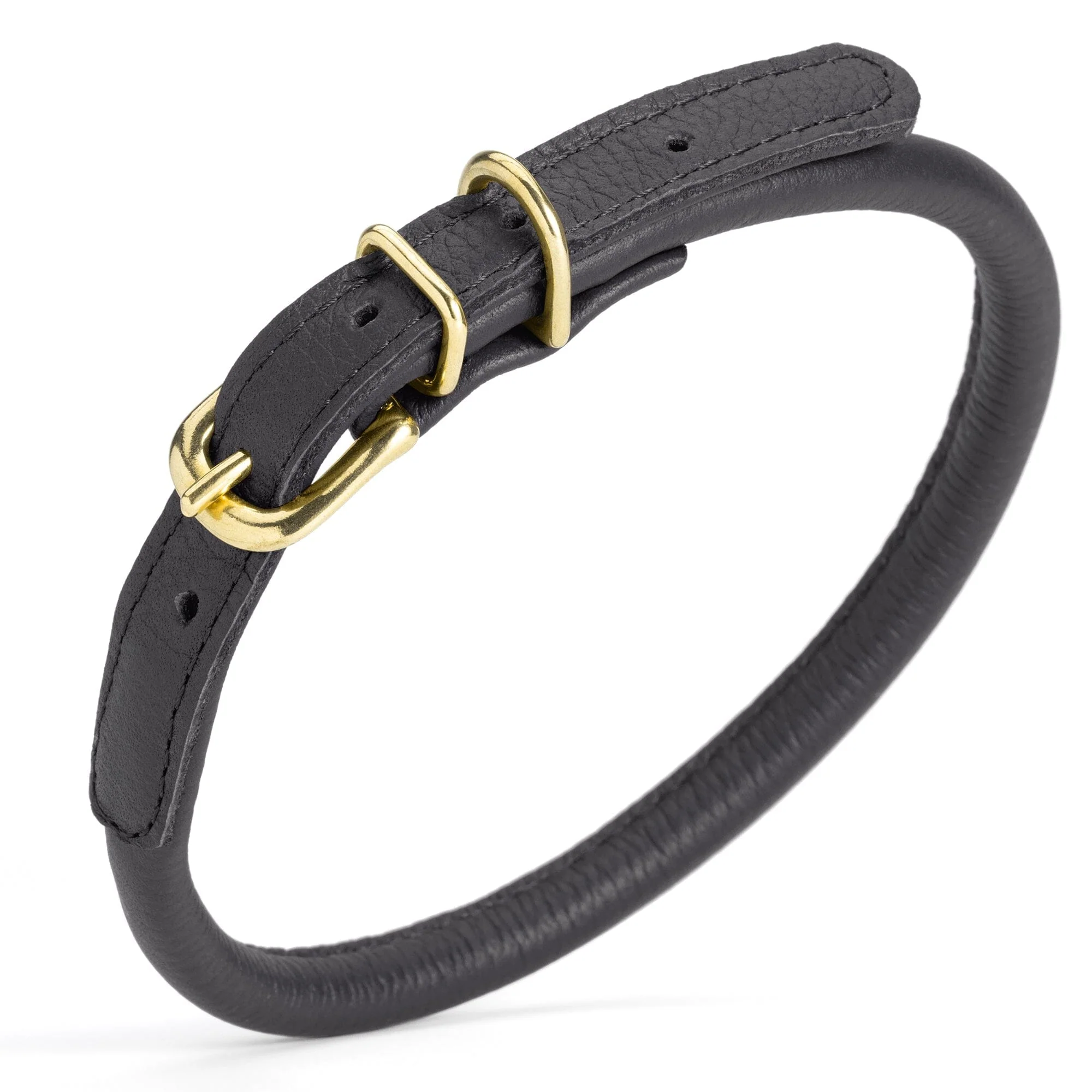Soft Rolled Leather Dog Collar with Brass Hardware - Image 20