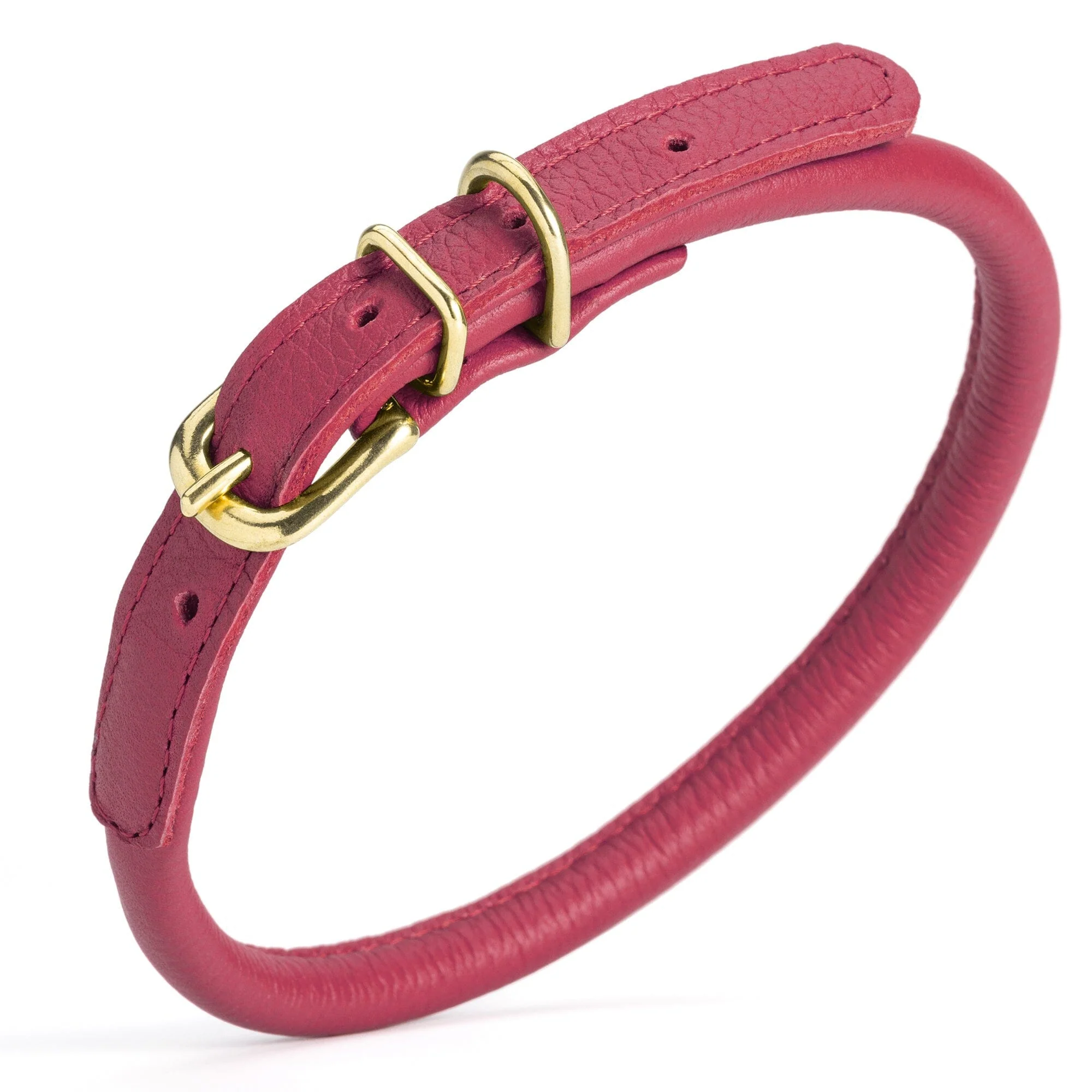 Soft Rolled Leather Dog Collar with Brass Hardware - Image 29