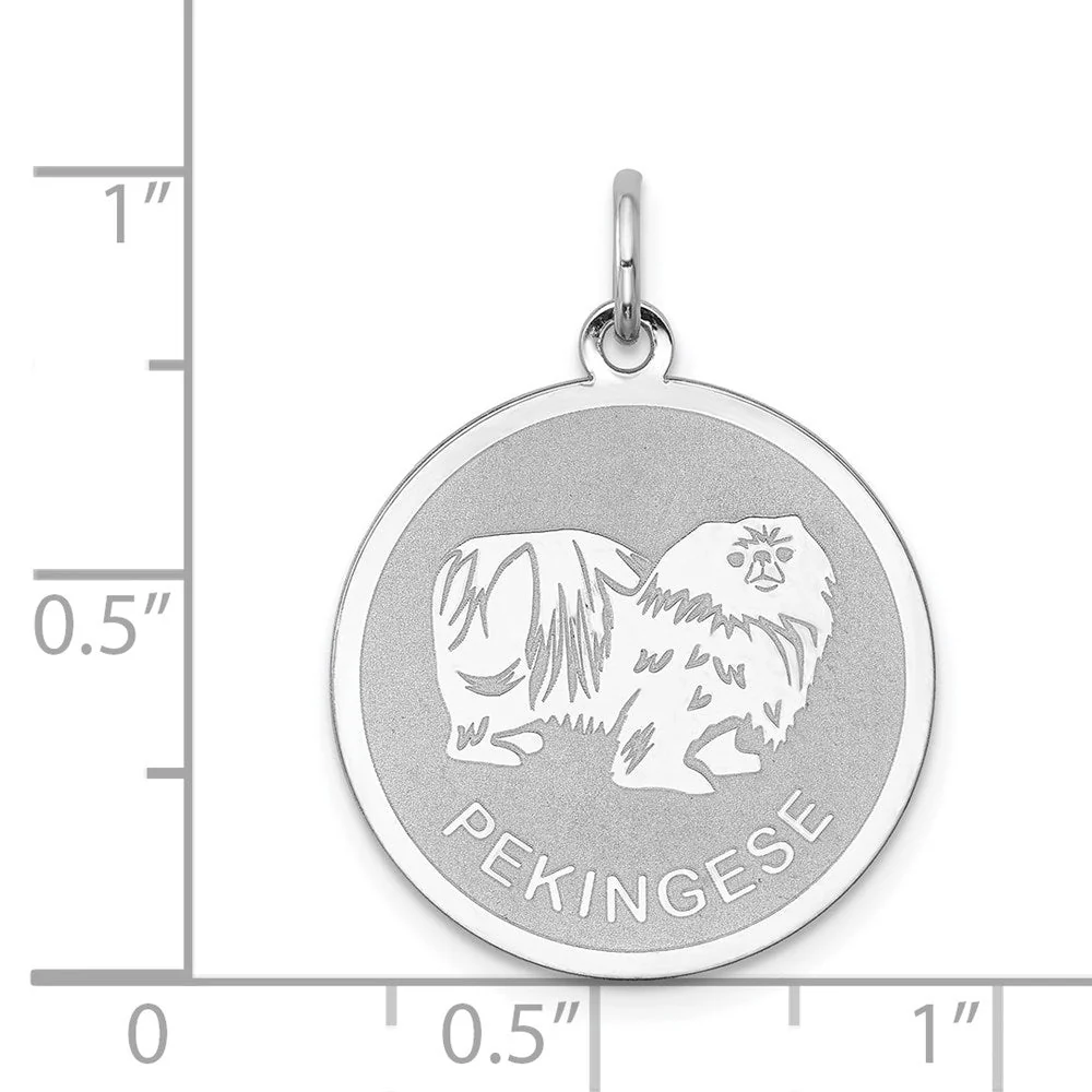 Sterling Silver Laser Etched Pekingese Dog Pendant, 19mm - Image 4