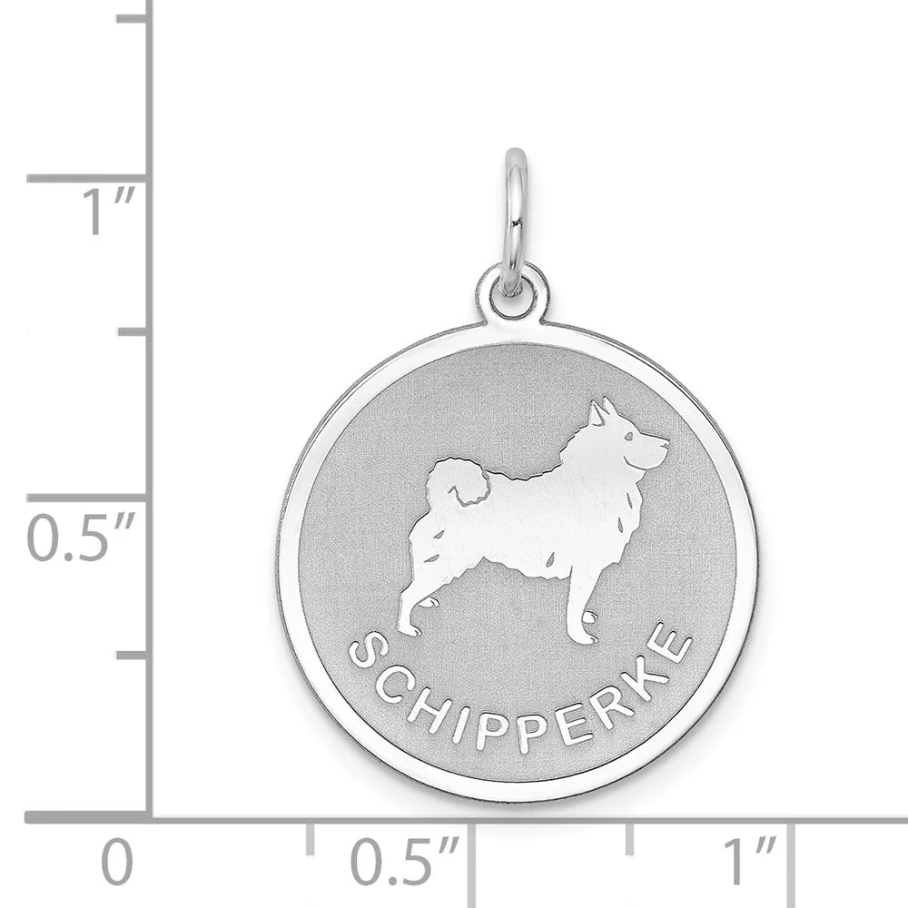 Sterling Silver Laser Etched Schipperke Dog Pendant, 19mm - Image 4