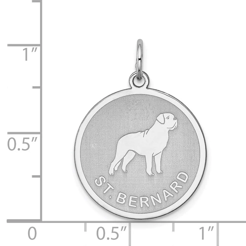 Sterling Silver Laser Etched St. Bernard Dog Pendant, 19mm - Image 4