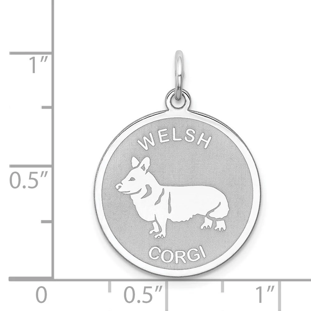 Sterling Silver Laser Etched Welsh Corgi Dog Pendant, 19mm - Image 4